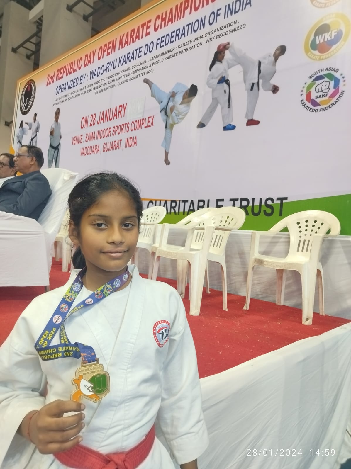 Ananya Ratheesh Thandan_Won Gold Medal in 2nd Republic Day Open Karate Championship held at Sama Sports Complex Jan 2024 