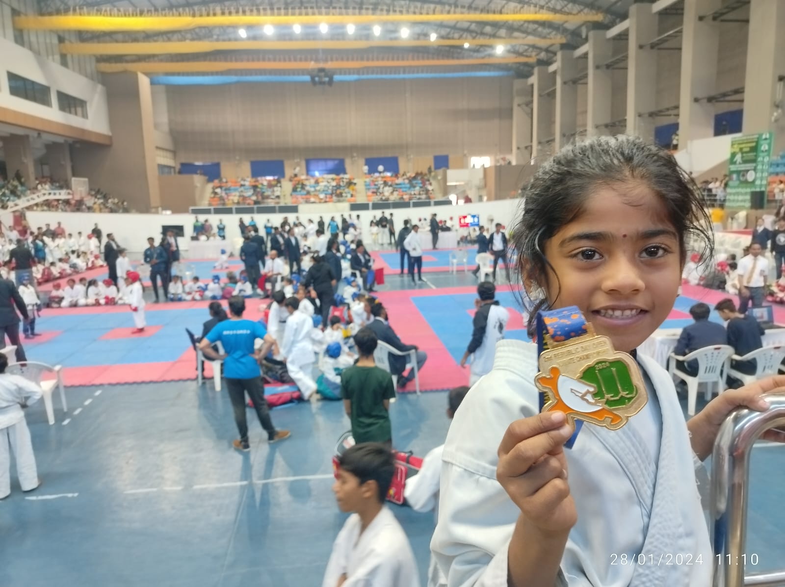 Tanvi Ratheesh Thandan SrKg Won Gold Medal in 2nd Republic Day Open Karate Championship held at Sama Sports Complex Jan 2024